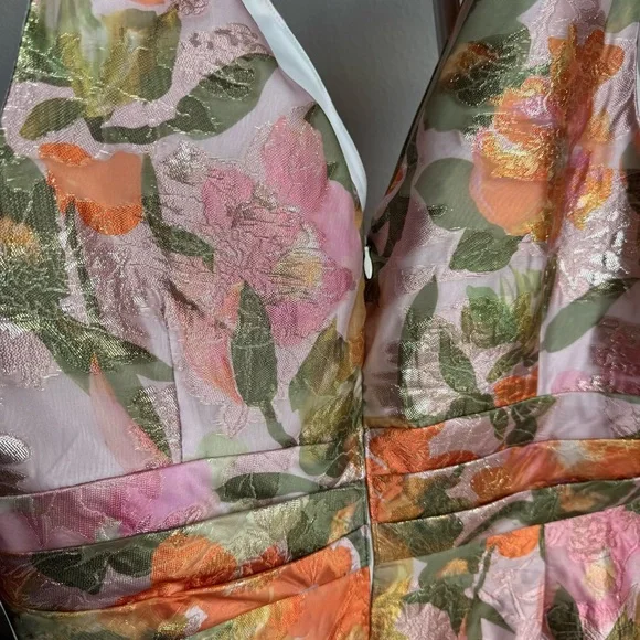 NWT Adrianna Papell- Multi Floral Jacquard Midi Dress Sz 14 - Picture 16 of 16